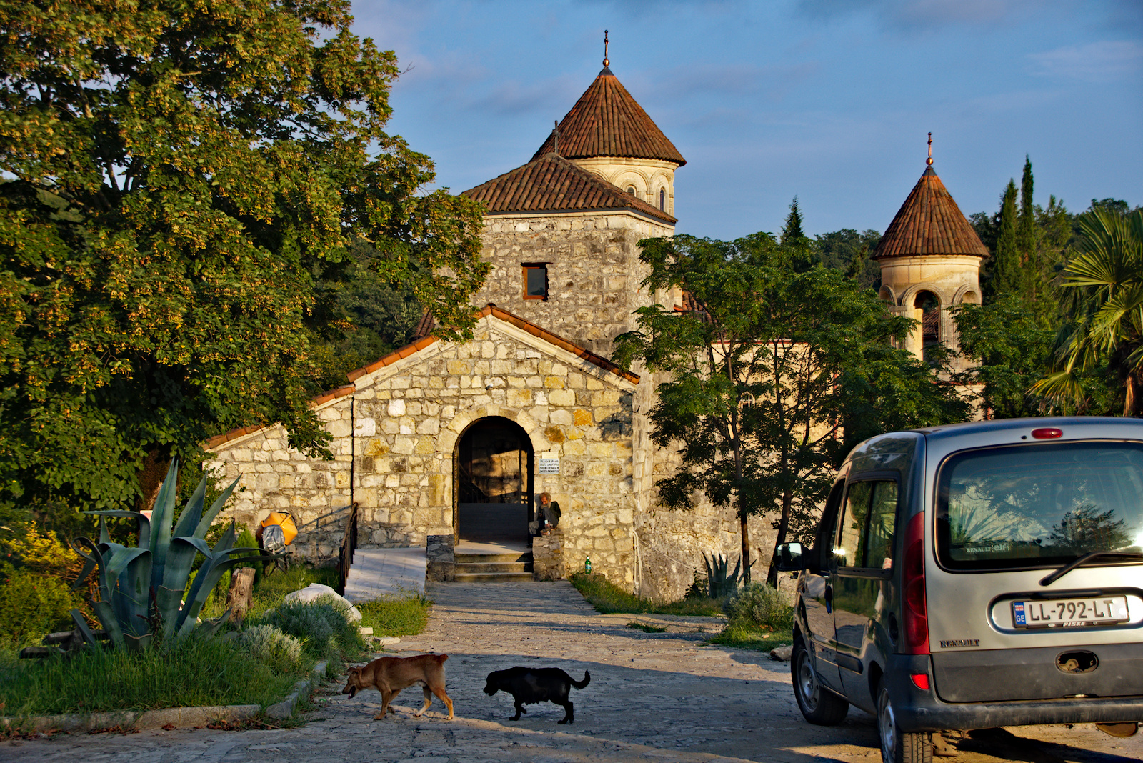 Kloster Motsameta. Im Vordergrund Buddy mit einem weiteren Buddy.